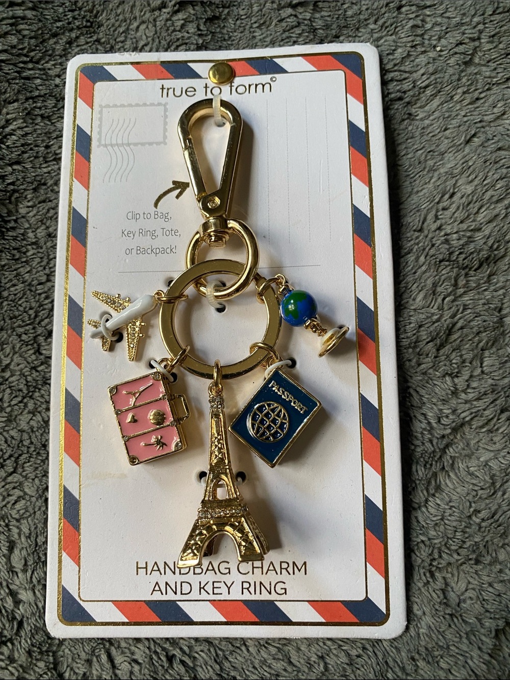 BNWT True to Form Trip to Paris Keychain Bag Charm